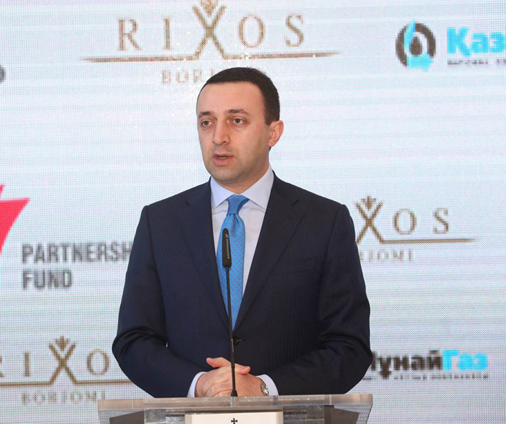 Irakli Garibashvili, the PM, at the opening ceremony of the five-stars hotel in Borjomi resort town (Press Office photo)