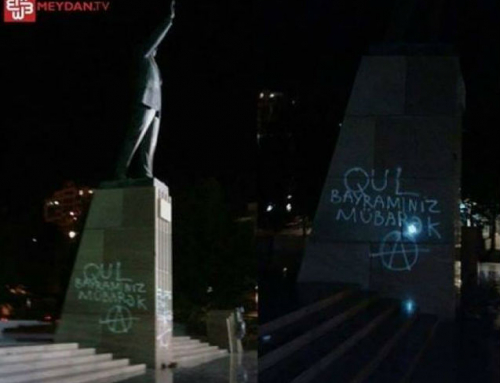 Azeri activist tortured, humiliated for drawign graffiti on Haydar Alyev’s statue