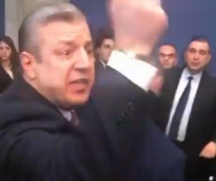 Giorgi Kvirikashvili with raised fist